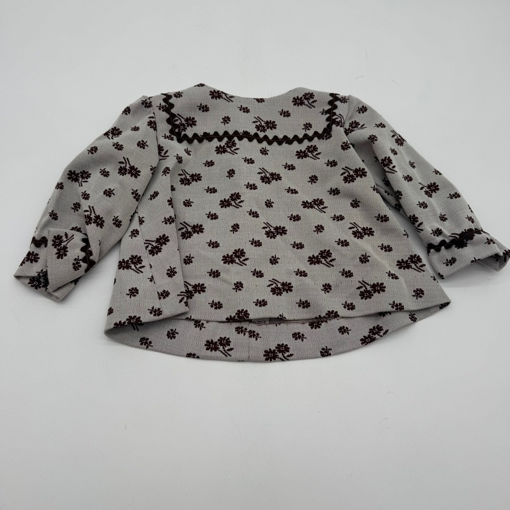 Baby Girls Brown Floral Rickrack Long Sleeve Top Approx US 12 Months Flaw